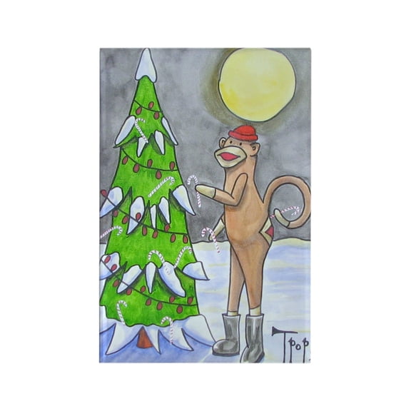 CafePress - Candy Cane Sock Monkey - Rectangle Magnet, 2"x3" Refrigerator Magnet