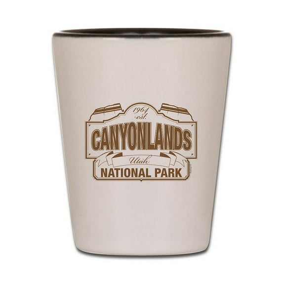 CafePress - Canyonlands National Park - White/Black Shot Glass, Unique and Funny Shot Glass