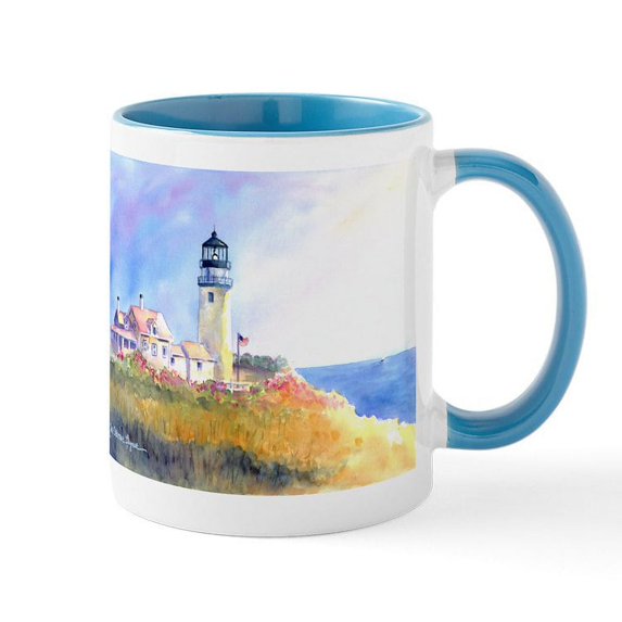 CafePress - Cape Cod Light Print Stainless Steel Travel Mugs - 11 oz Ceramic Mug - Novelty Coffee Tea Cup