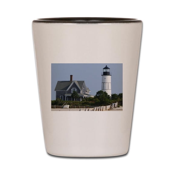 CafePress - Cape Cod Lighthouse - White/Black Shot Glass, Unique and Funny Shot Glass
