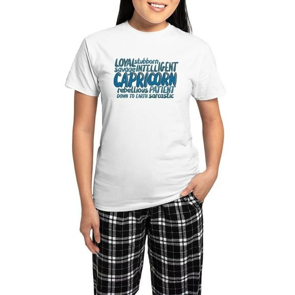 CafePress - Capricorn Word Cloud Women's Light Pajamas - Women's Short Sleeve Print T-Shirt and Pants Light Cotton Pajama Set