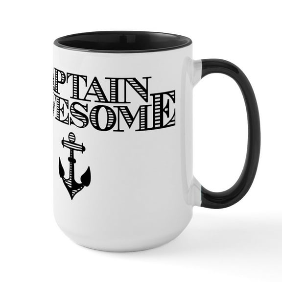 CafePress - Captain Awesome Mugs - 15 oz Ceramic Large White Novelty Mug
