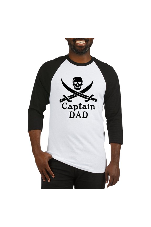 - Captain Dad Baseball Jersey - Cotton Baseball Jersey, 3/4 Raglan Sleeve Shirt