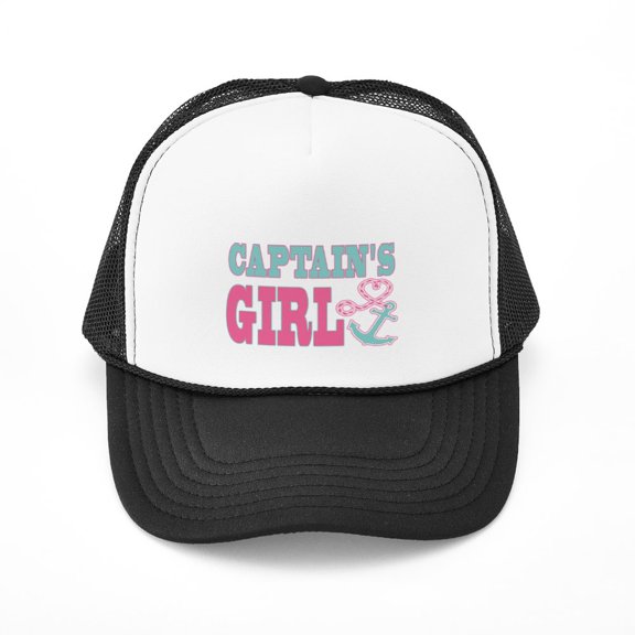 CafePress - Captains Girl Boat Anchor And Heart - Adjustable Unisex Printed Trucker Hat with Mesh Back