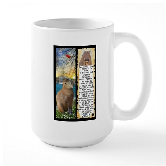 CafePress - Capybara FUN Property Laws & Rules Mugs - 15 oz Ceramic Large White Novelty Mug