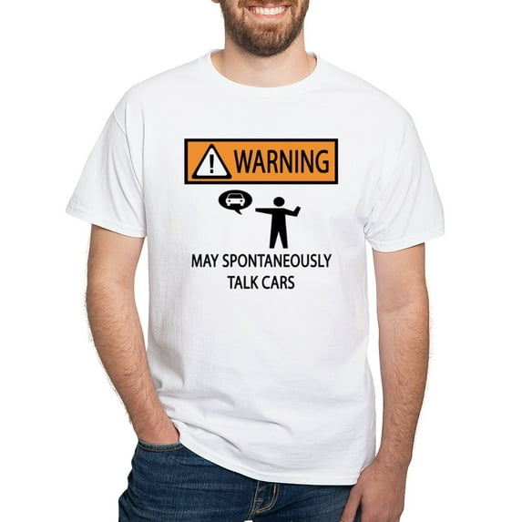 CafePress - Car Talk Warning White T Shirt - Men's White Classic Cotton T-Shirts