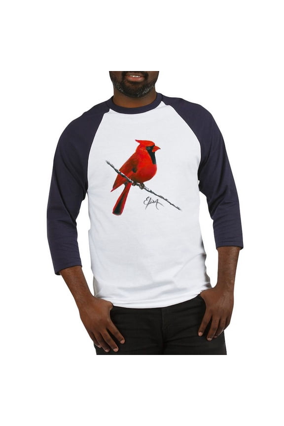 - Cardinal (2) Baseball Jersey - Cotton Baseball Jersey, 3/4 Raglan Sleeve Shirt