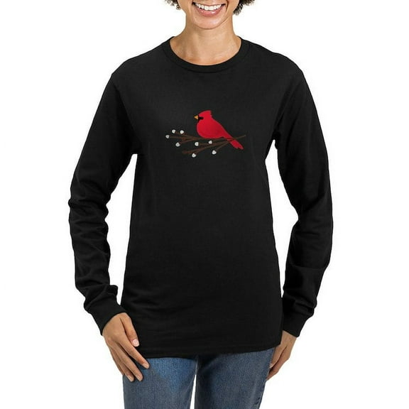 CafePress - Cardinal Bird Branch Women's Long Sleeve T Shirt - Women's Long Sleeve Graphic Tee Casual Fit