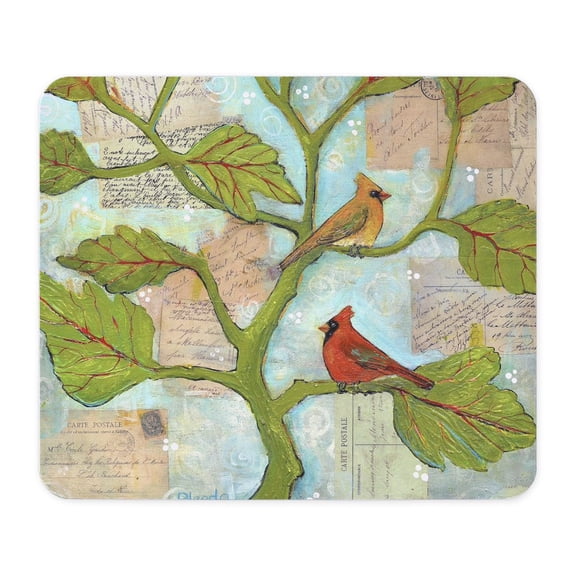 CafePress - Cardinal Birds Love Notes Mousepad - Non-slip Rubber Mousepad, Gaming Mouse Pad