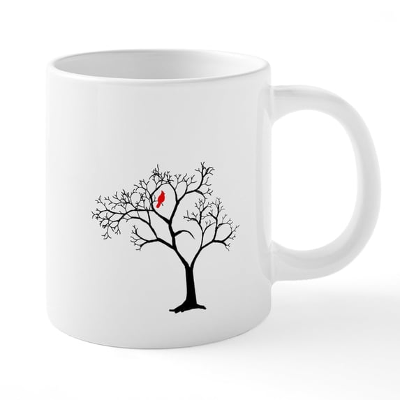 CafePress - Cardinal In Snowy Tree - 20 Oz White Ceramic Mega Mug