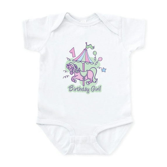 CafePress - Carousel Birthday First Baby Light Bodysuit - Baby Light Bodysuit, Size Newborn - 24 Months