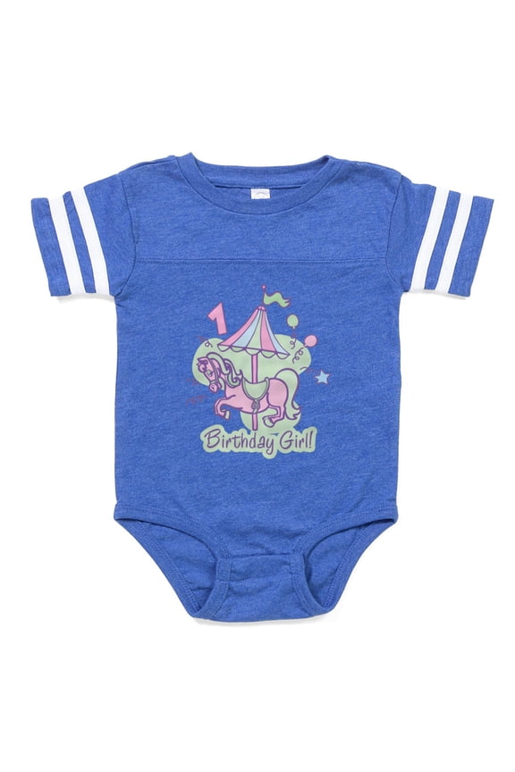 - Carousel Birthday First - Cute Infant Baby Football Bodysuit