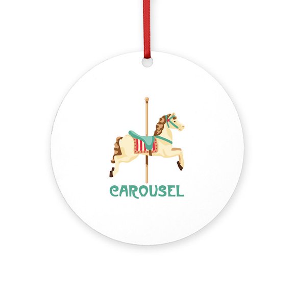 CafePress - Carousel -  Round Wood Ornament 4"