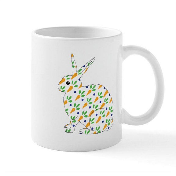 CafePress - Carrot Calico Rabbit Mug - 11 oz Ceramic Mug - Novelty Coffee Tea Cup