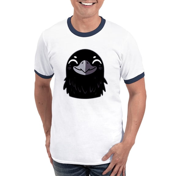 CafePress - Cartoon Raven Smiling Men's Ringer T Shirt - 100% Cotton Ringed T-Shirt