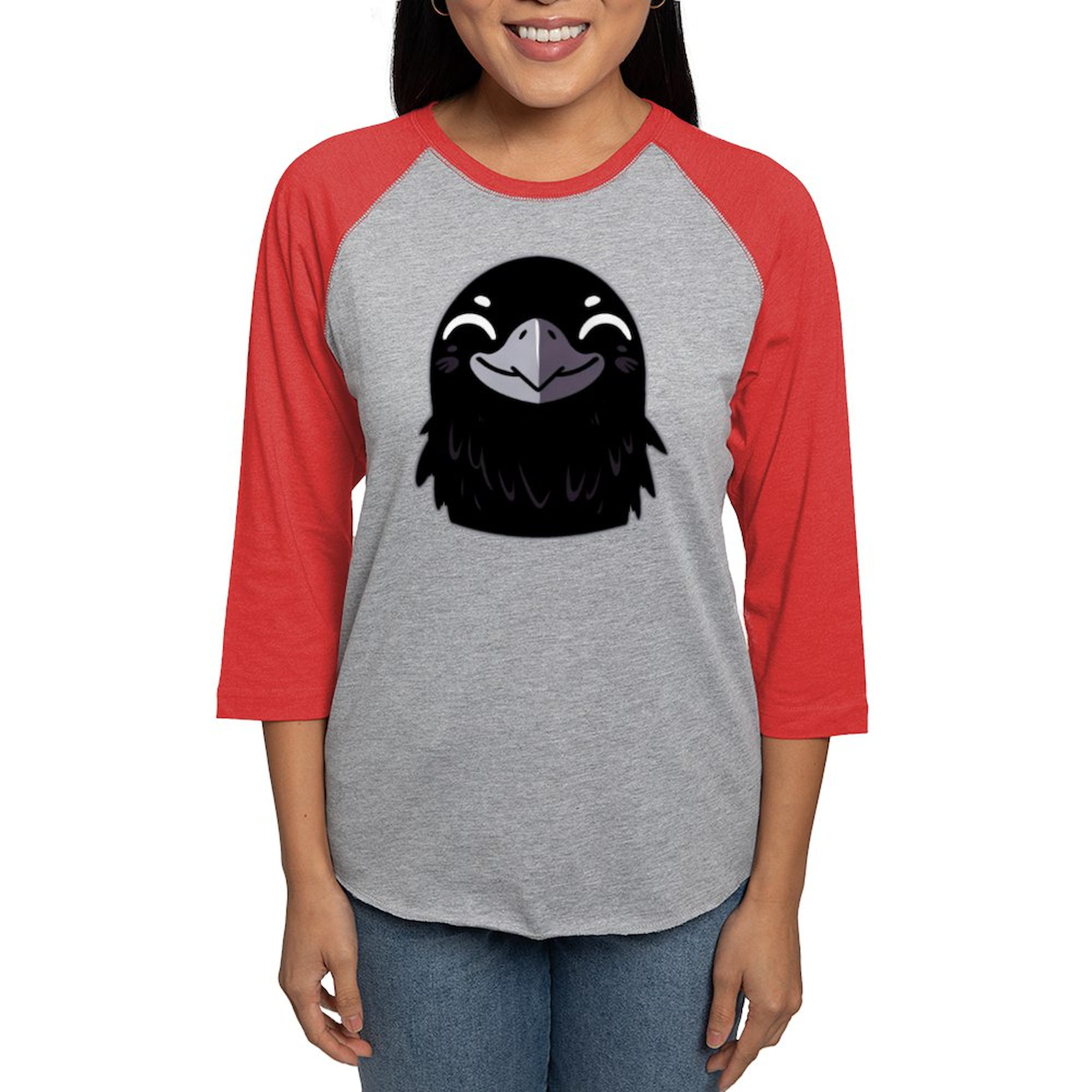 CafePress - Cartoon Raven Smiling Women's Baseball T Shirt - Womens Baseball Tee