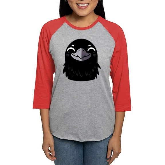 CafePress - Cartoon Raven Smiling Women's Baseball T Shirt - Womens Baseball Tee