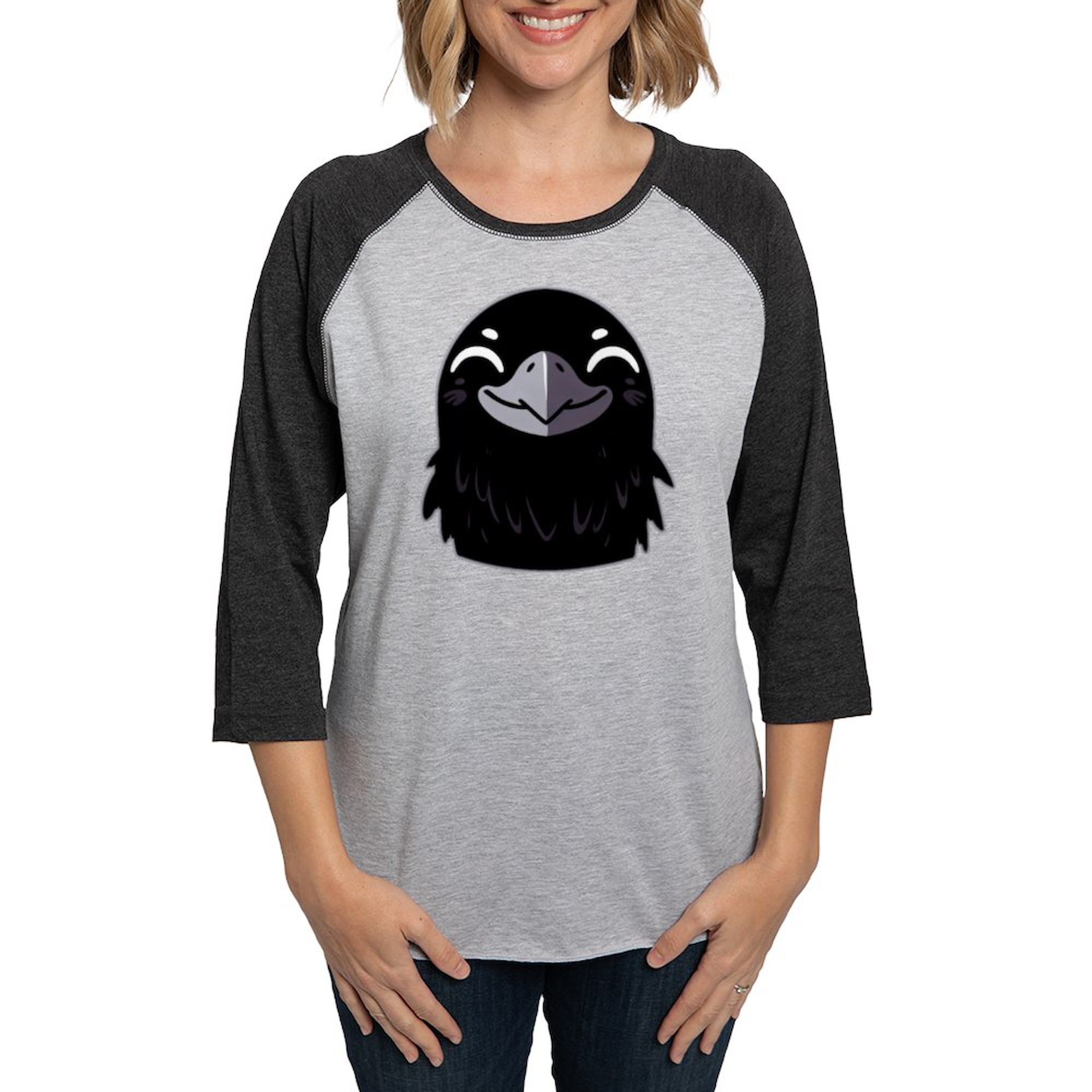 CafePress - Cartoon Raven Smiling Women's Baseball T Shirt - Womens Baseball Tee