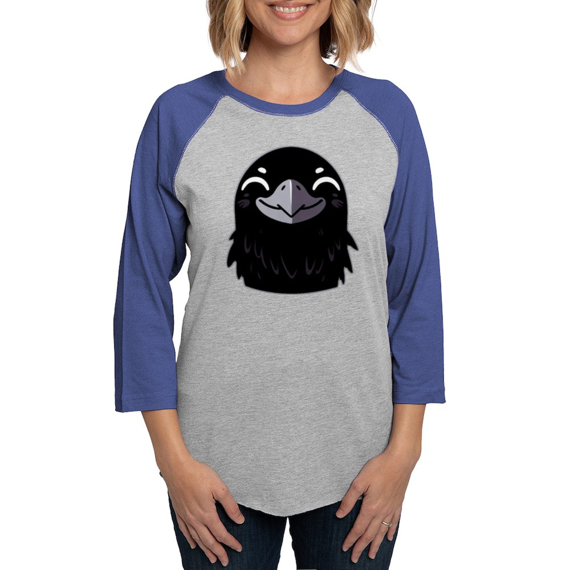 CafePress - Cartoon Raven Smiling Women's Baseball T Shirt - Womens Baseball Tee