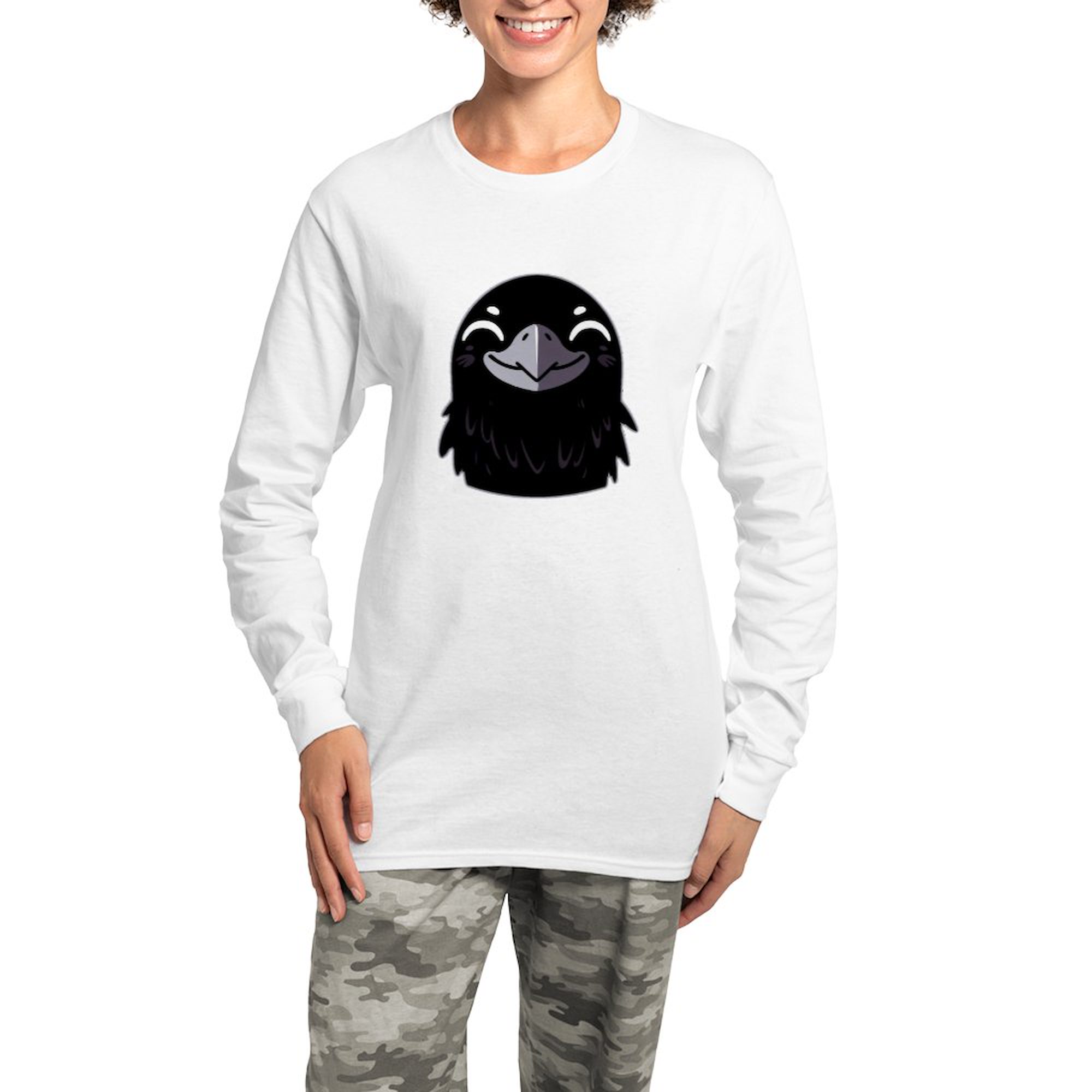 CafePress Cartoon Raven Smiling Women's Long Sleeve Relaxed Fit