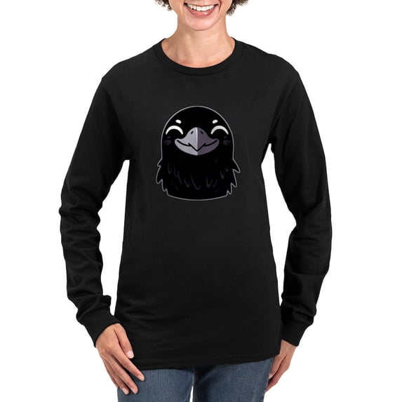 CafePress - Cartoon Raven Smiling Women's Long Sleeve T Shirt - Women's Long Sleeve Graphic Tee Casual Fit