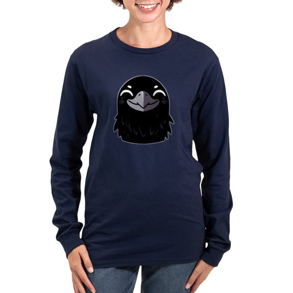 CafePress - Cartoon Raven Smiling Women's Long Sleeve T Shirt - Women's Long Sleeve Graphic Tee Casual Fit