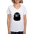 thumbnail image 1 of CafePress - Cartoon Raven Smiling Women's V Neck T Shirt - Womens Cotton V-Neck T-shirt, 1 of 4