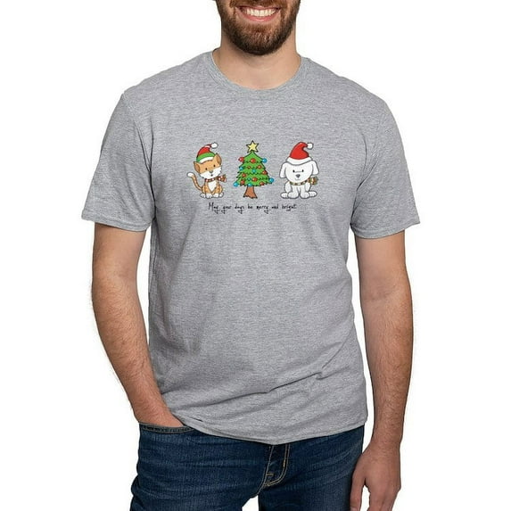 CafePress - Cat And Dog Christmas Fitted T Shirt - Fitted T-Shirt, Vintage Fit Soft Cotton Tee