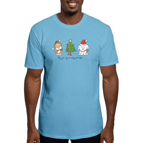 CafePress - Cat And Dog Christmas Fitted T Shirt - Fitted T-Shirt, Vintage Fit Soft Cotton Tee