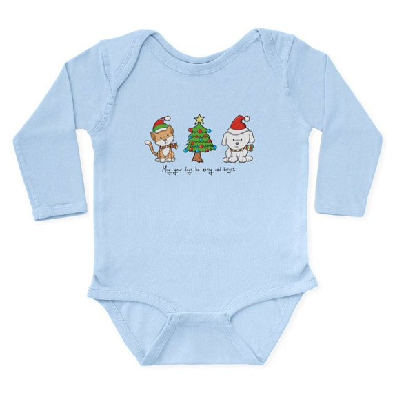 CafePress - Cat And Dog Christmas Long Sleeve Infant Bodysuit - Long Sleeve Cotton Baby Bodysuit