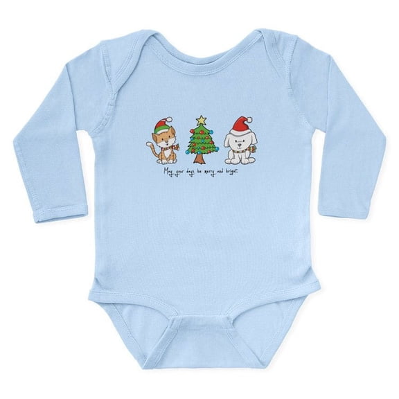 CafePress - Cat And Dog Christmas Long Sleeve Infant Bodysuit - Long Sleeve Cotton Baby Bodysuit