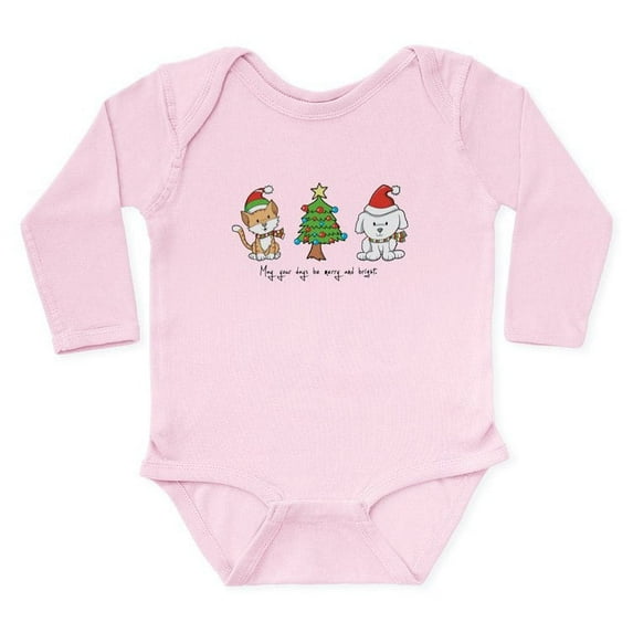 CafePress - Cat And Dog Christmas Long Sleeve Infant Bodysuit - Long Sleeve Cotton Baby Bodysuit