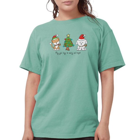 CafePress - Cat And Dog Christmas T Shirt - Womens Comfort Colors® Shirt