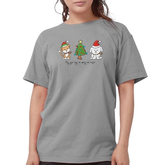 CafePress - Cat And Dog Christmas T Shirt - Womens Comfort Colors® Shirt