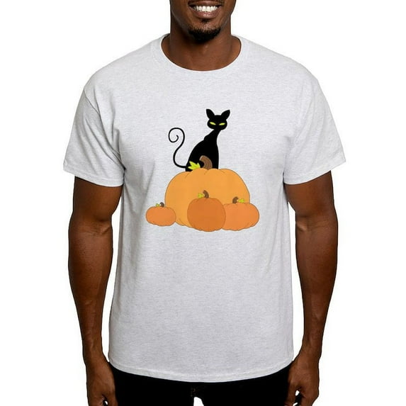 CafePress - Cat And Pumpkins T Shirt - Light T-Shirt - CP
