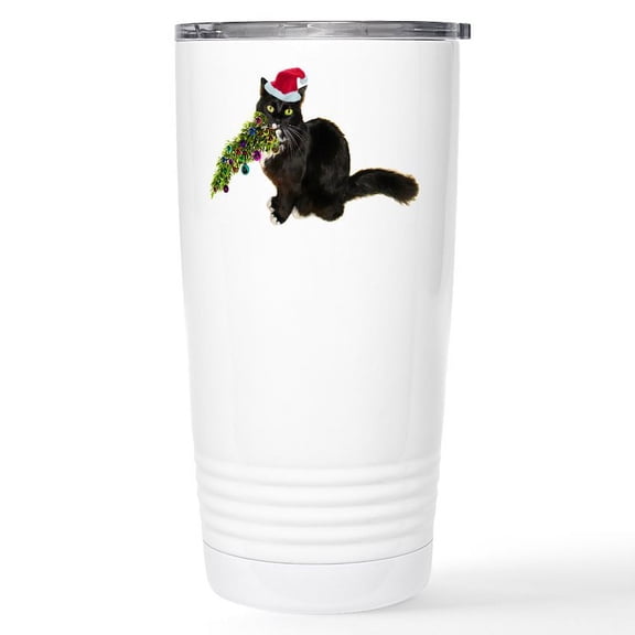 CafePress - Cat Christmas Tree Stainless Steel Travel Mug - Insulated Stainless Steel Travel Tumbler 20 oz.