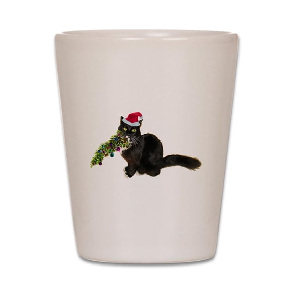 CafePress - Cat Christmas Tree - White Shot Glass, Unique and Funny Shot Glass