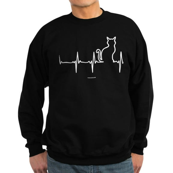 CafePress - Cat Heartbeat Sweatshirt (Dark) - Classic Crew Neck Sweatshirt