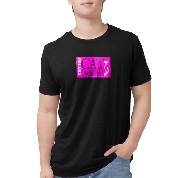 CafePress - Cat Herder 2 Fusia Web Png Men's Deluxe T Shirt - Mens Tri-blend T-Shirt