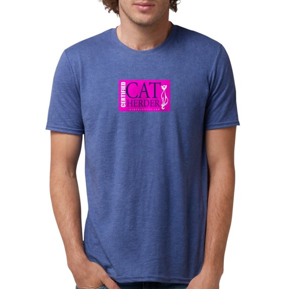 CafePress - Cat Herder 2 Fusia Web Png Men's Deluxe T Shirt - Mens Tri-blend T-Shirt