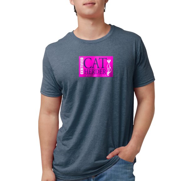 CafePress - Cat Herder 2 Fusia Web Png Men's Deluxe T Shirt - Mens Tri-blend T-Shirt