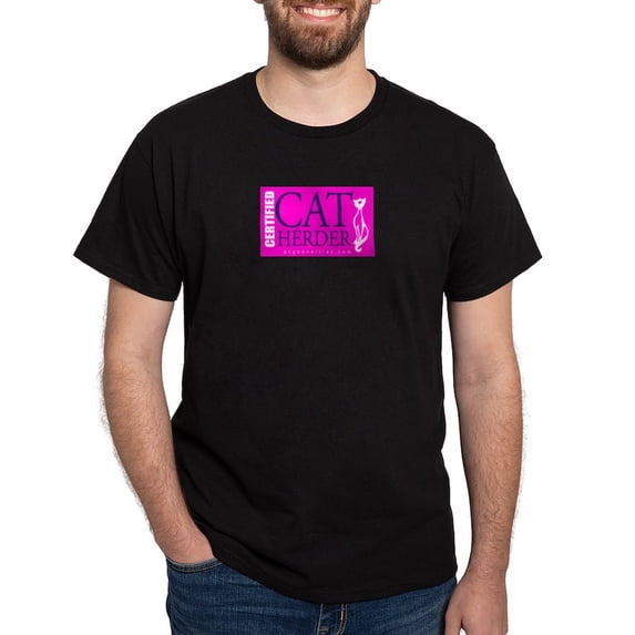 CafePress - Cat Herder 2 Fusia Web T Shirt - Men's Classic Graphic Cotton T-Shirt