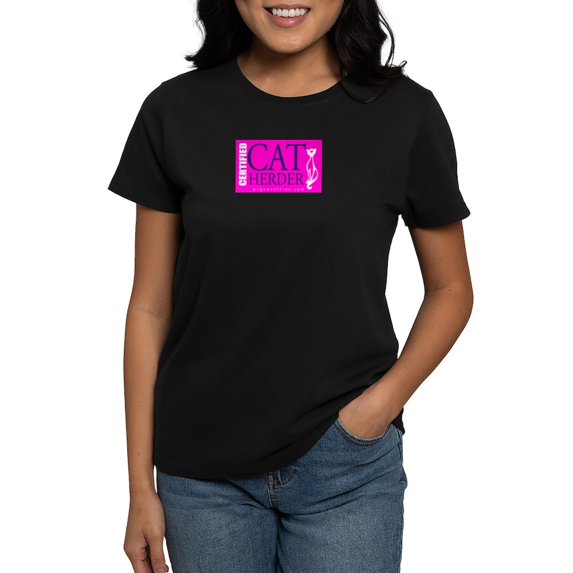 CafePress - Cat Herder 2 Fusia Web T Shirt - Women's Traditional Fit Dark T-Shirt