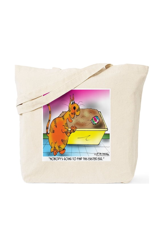 - Cat Hides Easter Egg Tote Bag - Unisex Canvas Tote Bag, Beige, 1-Piece
