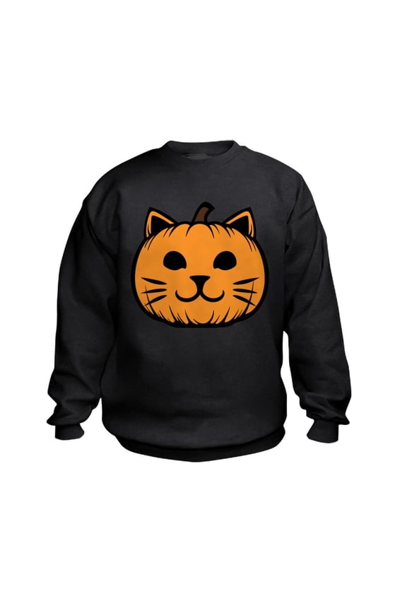 - Cat Jack O Lantern Pumpkin - Kids Sweatshirt, Youth Crew Neck Sweatshirt