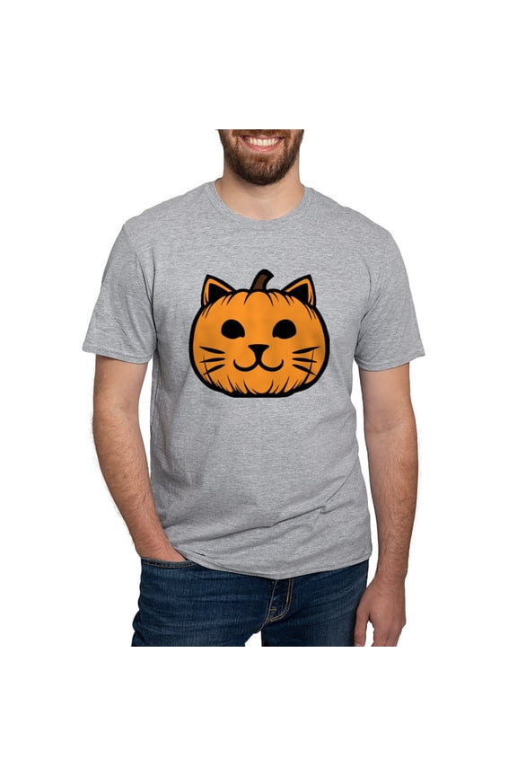- Cat Jack O Lantern Pumpkin Men's Classic T Shirt - Fitted T-Shirt, Vintage Fit Soft Cotton Tee