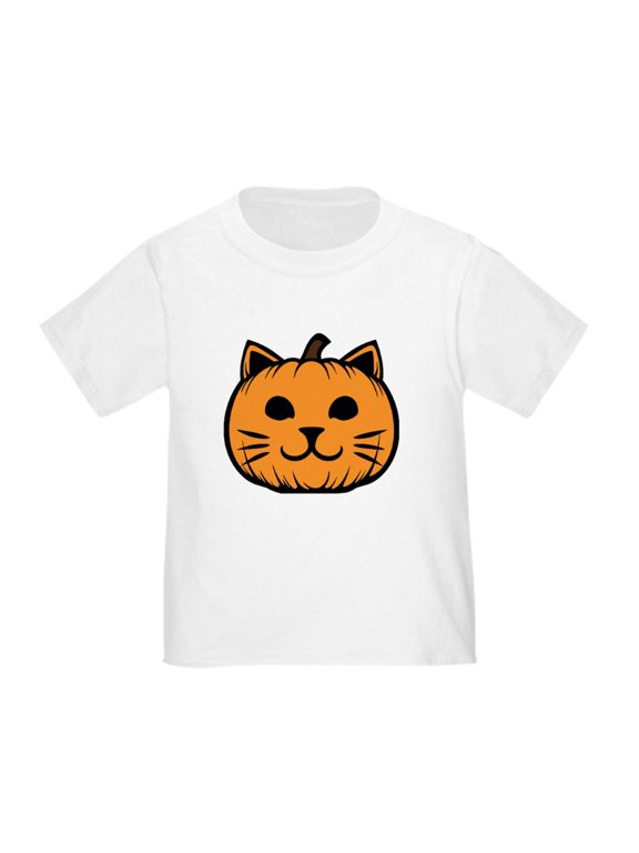 - Cat Jack O Lantern Pumpkin Toddler T Shirt - Cute Toddler T-Shirt, 100% Cotton
