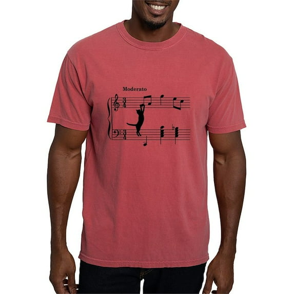 CafePress - Cat Jumping To Note Men's Comfort Colors® T Shirt - Mens Comfort Colors Shirt
