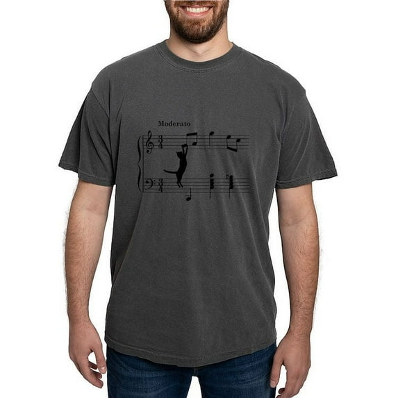 CafePress - Cat Jumping To Note Men's Comfort Colors® T Shirt - Mens Comfort Colors Shirt