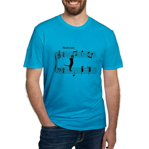 CafePress - Cat Jumping To Note T Shirt - Men's Fitted T-Shirt